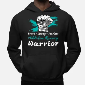 Addiction Recovery Awareness Teal Ribbon Support Warrior Hoodie