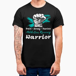 Addiction Recovery Awareness Teal Ribbon Support Warrior T-Shirt