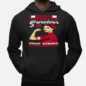 Brain Aneurysm Survivor Brave Strong Awareness Graphic Hoodie