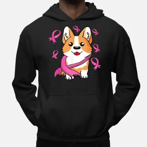 Cute Corgi Puppy Dog Breast Cancer Awareness Pink Ribbon Hoodie