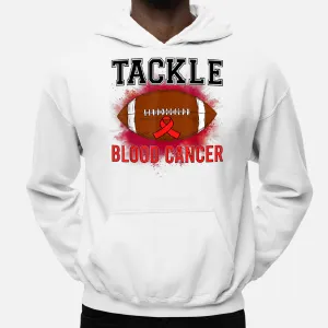 Football Tackle Blood Cancer Awareness Men Women Red Ribbon Hoodie