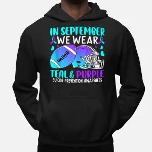 In September We Wear Teal Purple Ribbon Tackle Football Hoodie