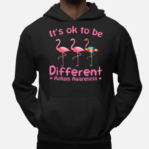 It'S Ok To Be Different Flamingo Autism Awareness Gifts Hoodie