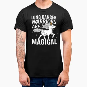 Lung Cancer Magical Unicorn Coughing Warrior White Ribbon T-Shirt