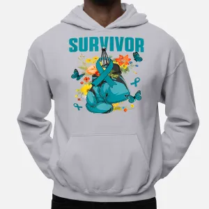 Ovarian Cancer Awareness Month Survivor Teal Boxing Gloves Hoodie