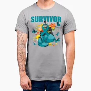 Ovarian Cancer Awareness Month Survivor Teal Boxing Gloves T-Shirt