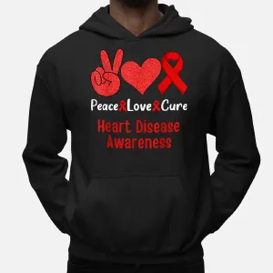 Peace Love Cure Heart Disease Awareness Month Hoodie