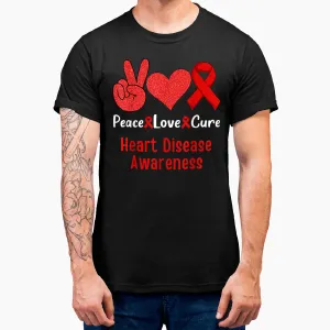 Peace Love Cure Heart Disease Awareness Month T-Shirt