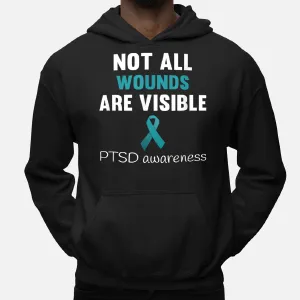 Ptsd Awareness Not All Wounds  - Teal Ribbon Product Hoodie