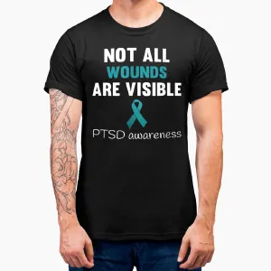 Ptsd Awareness Not All Wounds  - Teal Ribbon Product T-Shirt