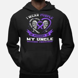 Purple In Memory of my Uncle Drug Overdose Awareness Ribbon Hoodie