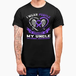 Purple In Memory of my Uncle Drug Overdose Awareness Ribbon T-Shirt