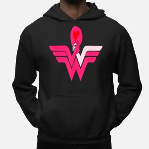 Superhero Ribbon Breast Cancer Awareness Support Hoodie