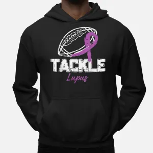 Tackle Lupus Awareness Football Player Purple Ribbon Support Hoodie