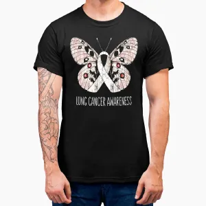 White Ribbon Happy Lung Cancer Awareness Survivor Graphic T-Shirt